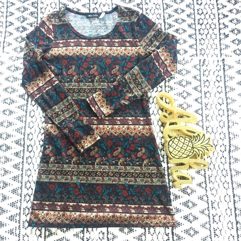 Fun Paisley Print Long Sleeve Dress or Tunic.
